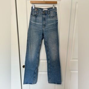 Zara Blue Straight Jeans with Vintage Fading